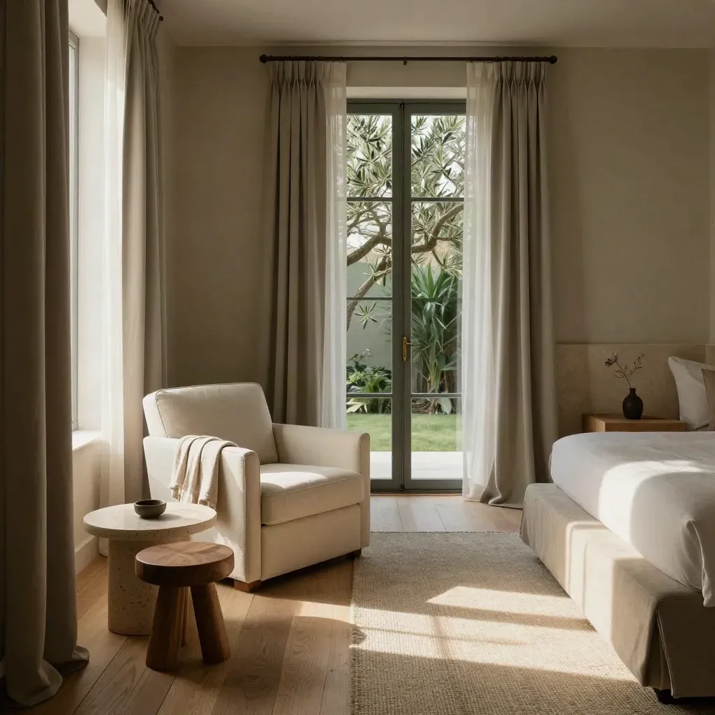 Suite junior luminosa con salottino, porte francesi sul giardino e luce del pomeriggio.